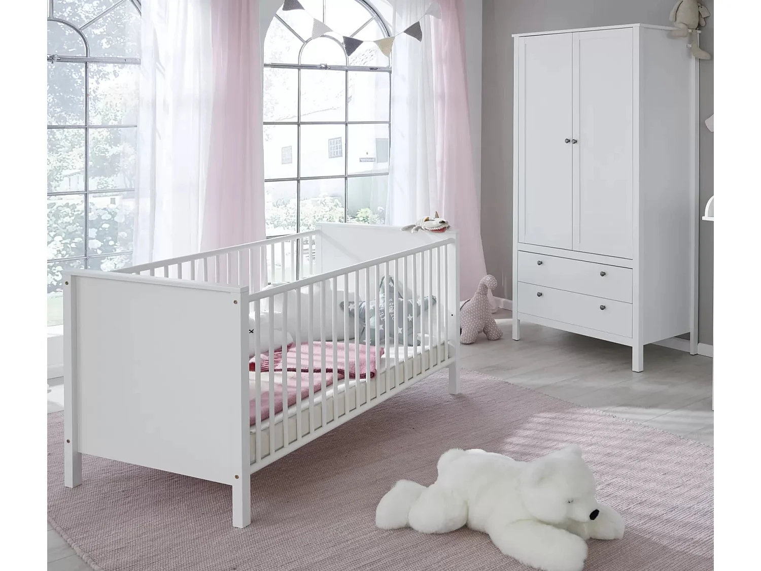 Lit à barreaux 70x140 mélaminé blanc Leone