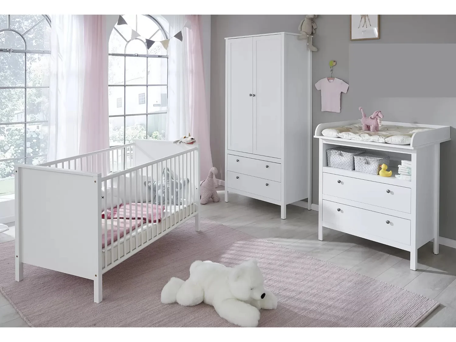 Lit à barreaux 70x140 mélaminé blanc Leone