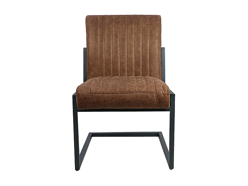 Chaise de salle à manger Texas - cuir de yacht-métal - cognac - 55x50x85 cm