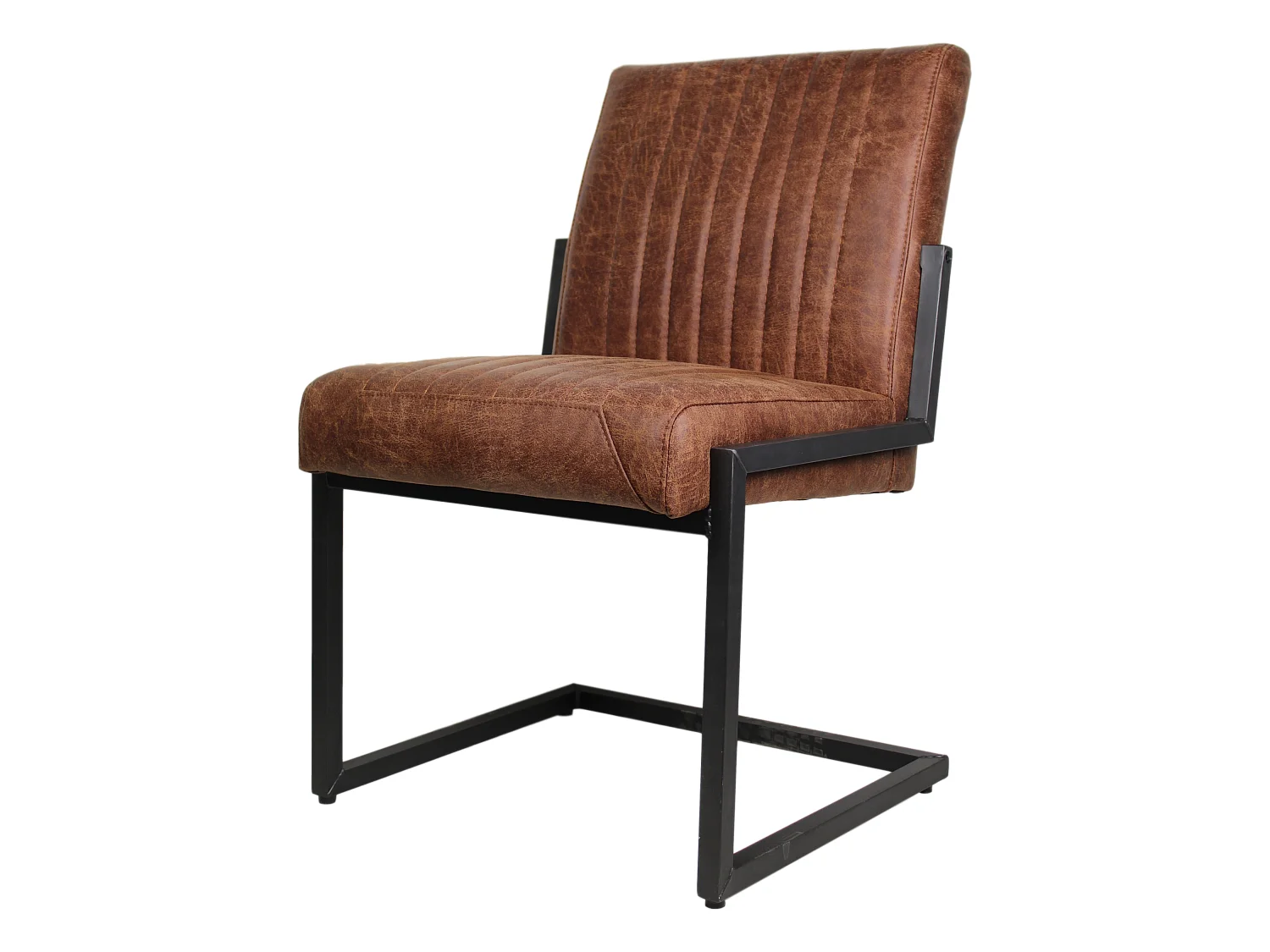 Chaise de salle à manger Texas - cuir de yacht-métal - cognac - 55x50x85 cm