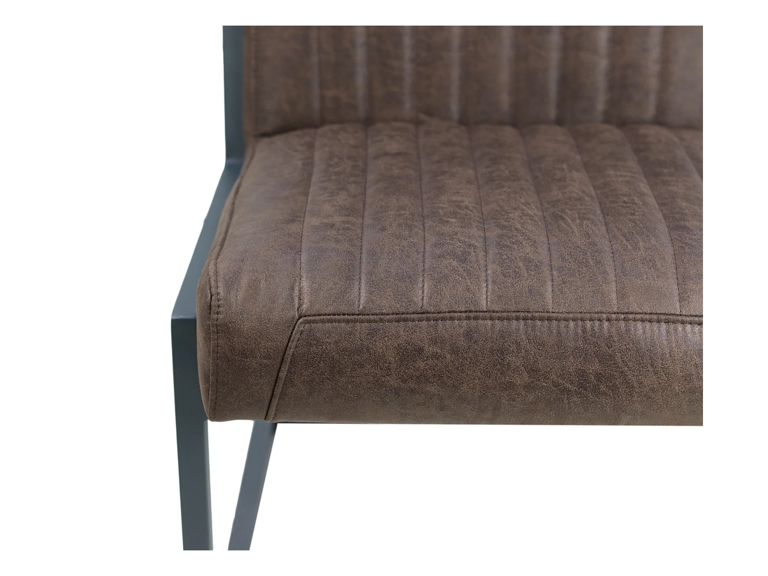 Silla de comedor en cuero marrón y metal negro 55 x 50 x 85