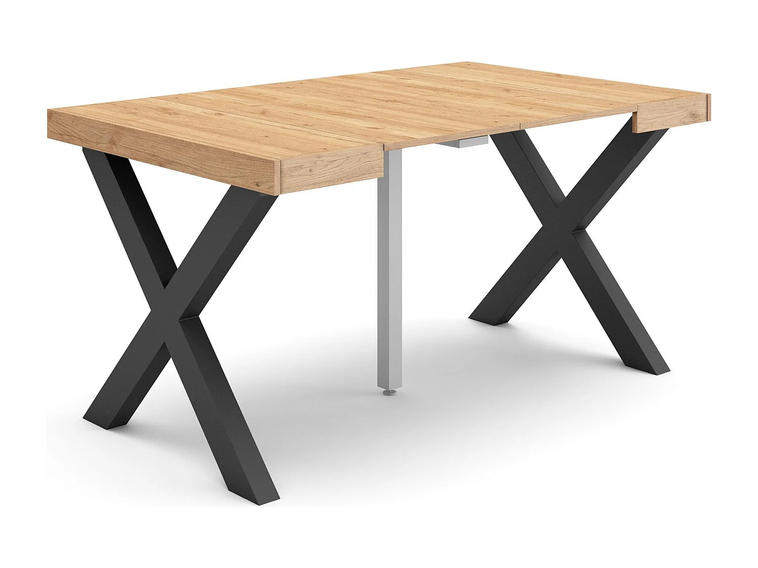 Mesa Consola extensible, 140x90x73cm, Para 6 comensales, Patas madera maciza, Roble