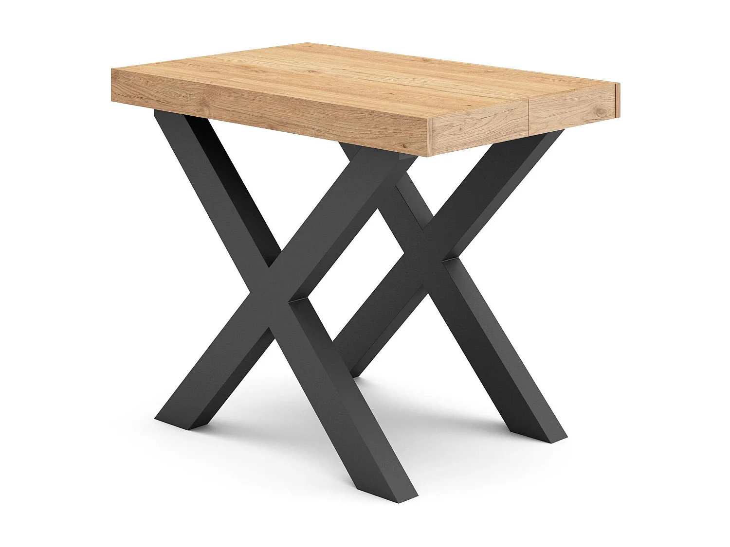 Table console extensible, 140x90x73cm, Pour 6 personnes, Pieds bois massif, Chêne
