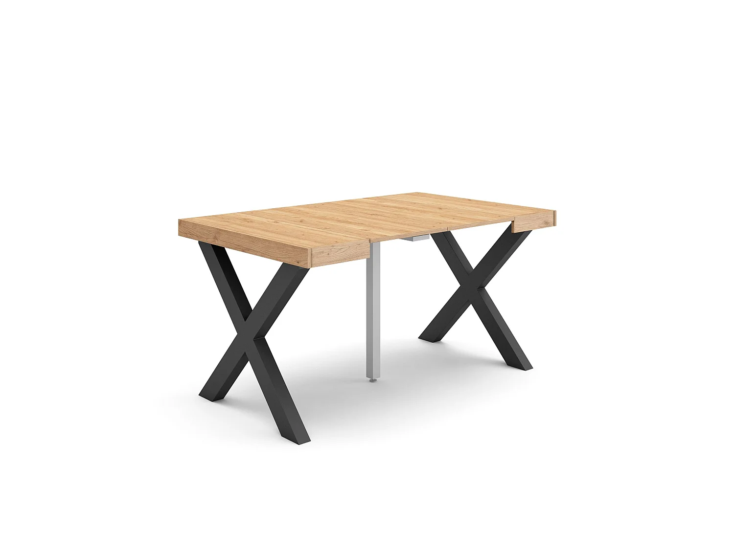 Table console extensible, 140x90x73cm, Pour 6 personnes, Pieds bois massif, Chêne
