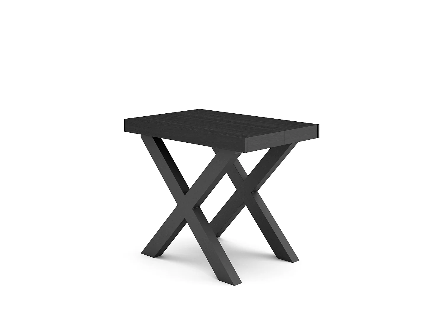 Table console extensible, 180x90x73cm, Pour 8 personnes, Pieds bois massif, Noir