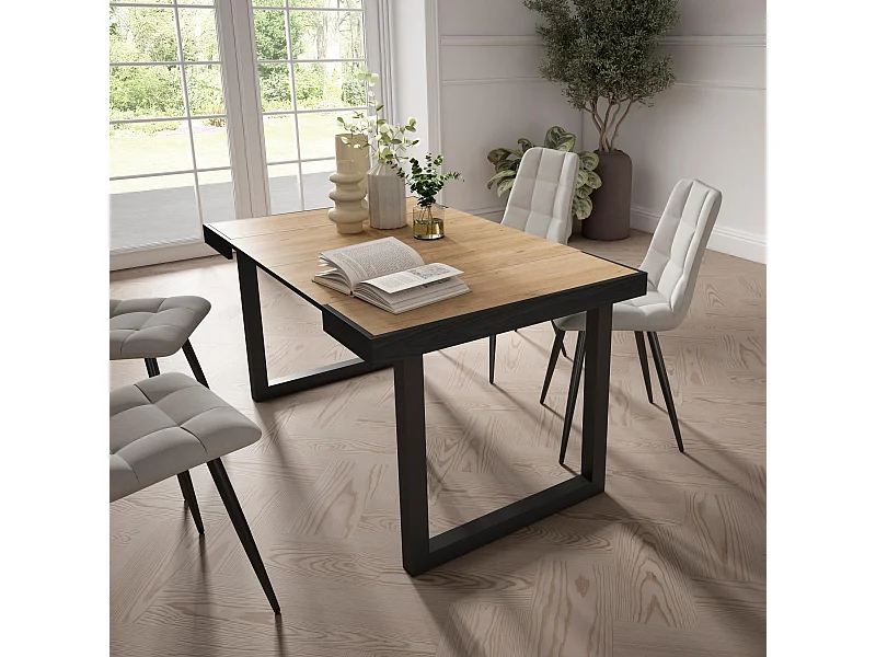 Mesa Consola Extensível, 140x90x73cm, Para 6 pessoas, Pés de madeira, Carvahlo