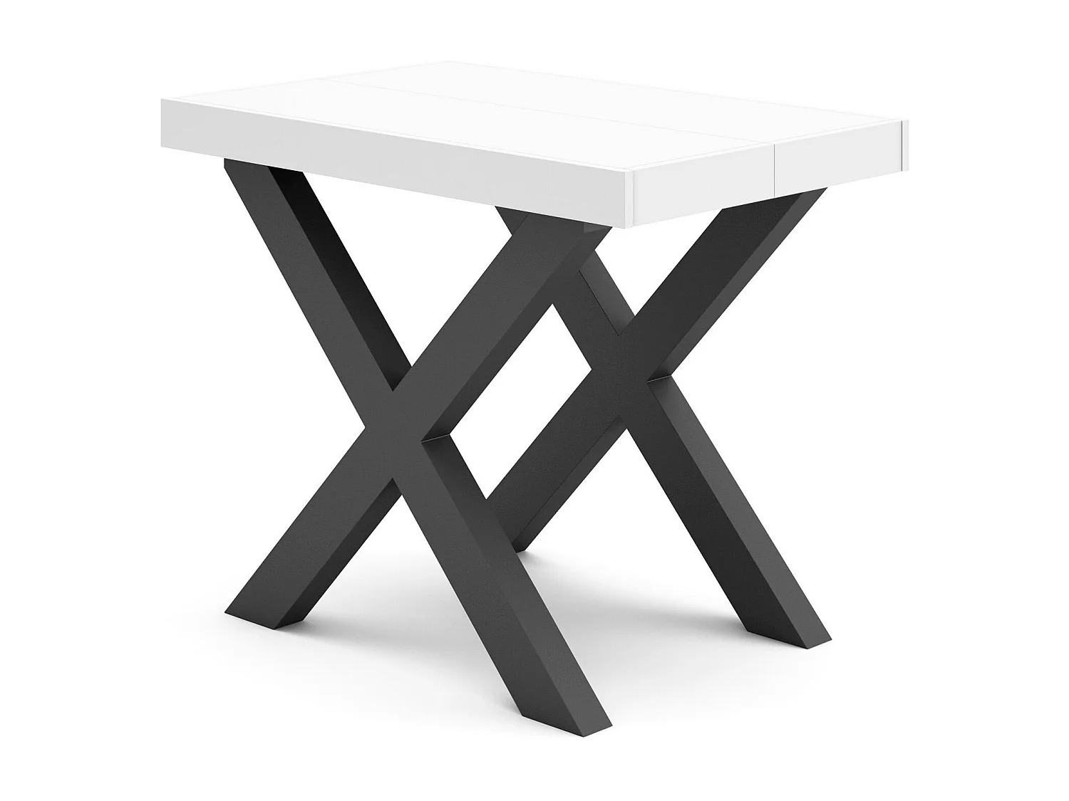 Uitschuifbare Consoletafel, 140x90x73cm, Voor 6 personen, Massief houten poten, Wit