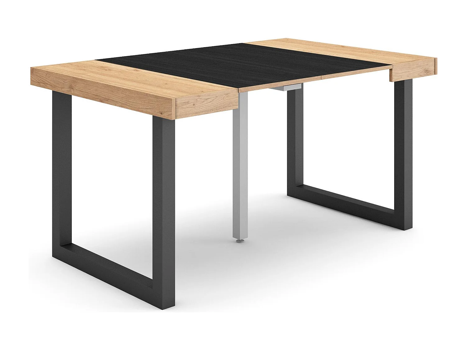 Mesa Consola Extensível, 140x90x73cm, Para 6 pessoas, Pés de madeira, Carvahlo e preto