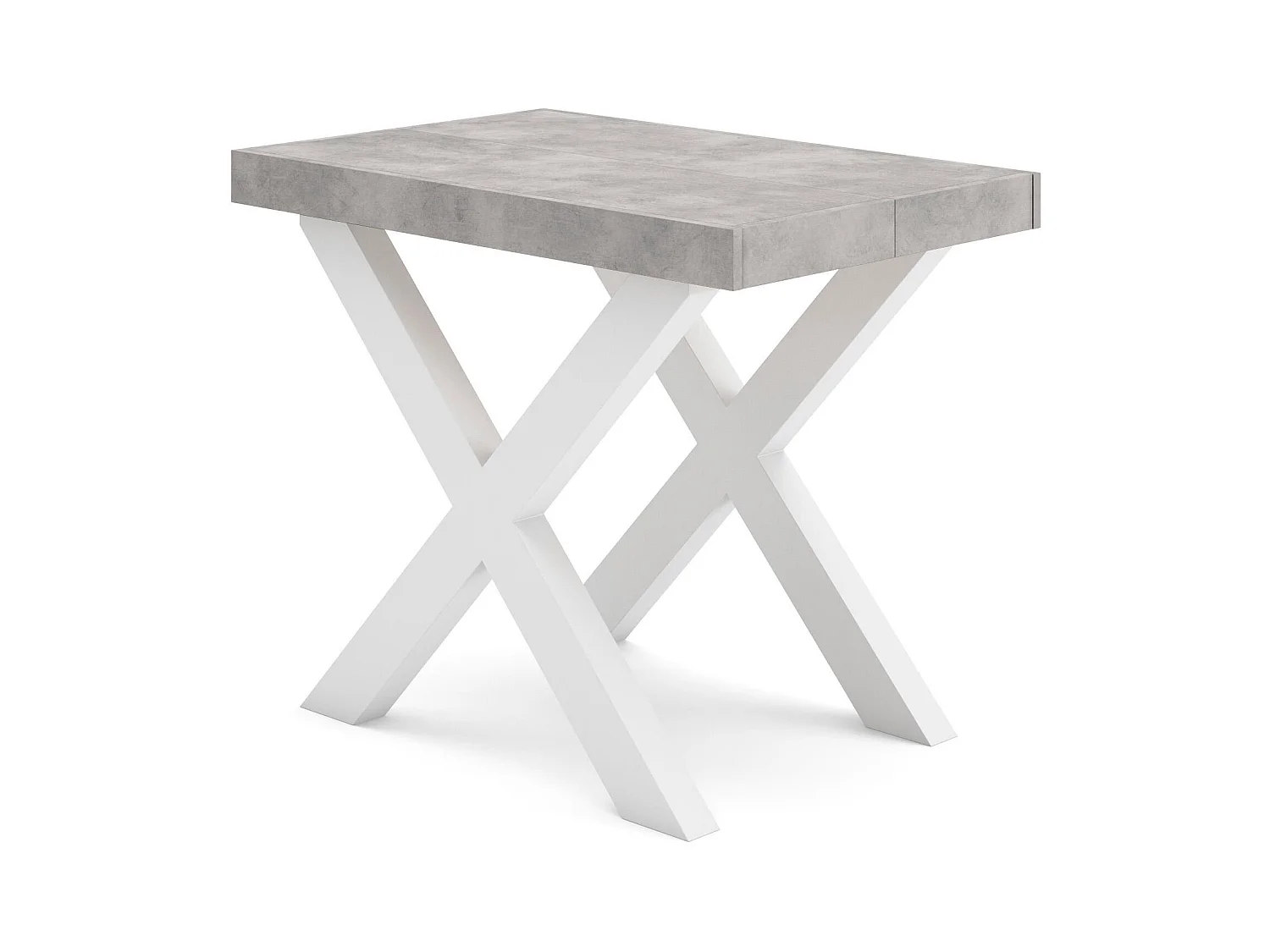 Mesa Consola Extensível, 160x90x73cm, Para 8 pessoas, Pés de madeira, Branco e cinzento