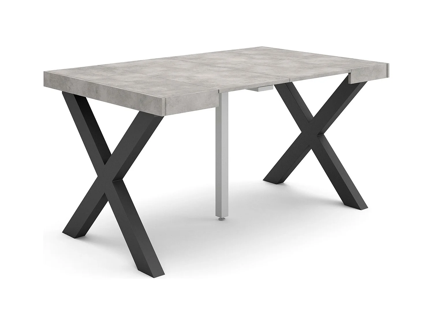 Table console extensible, 140x90x73cm, Pour 6 personnes, Pieds bois massif, Ciment