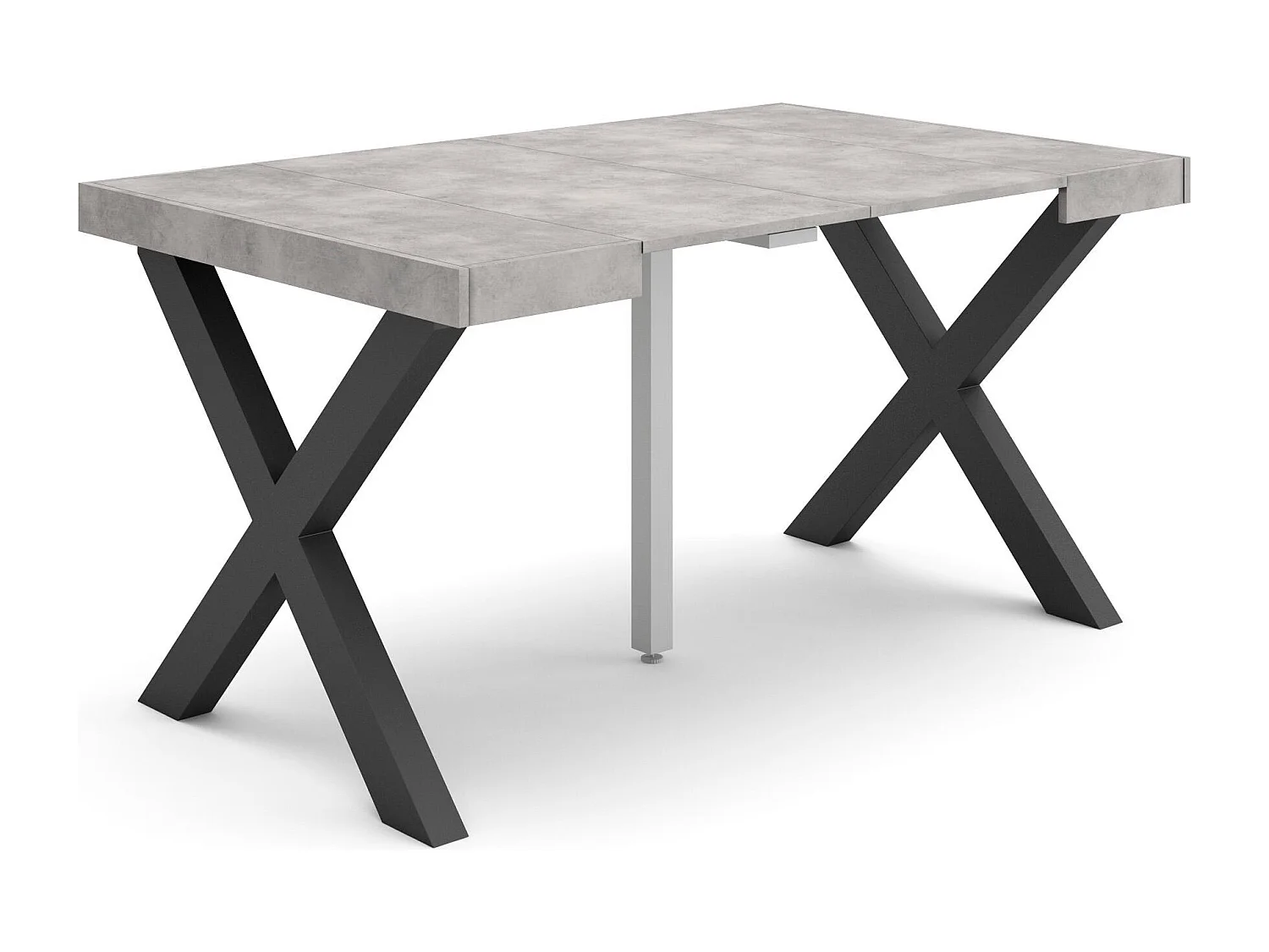 Table console extensible, 140x90x73cm, Pour 6 personnes, Pieds bois massif, Ciment