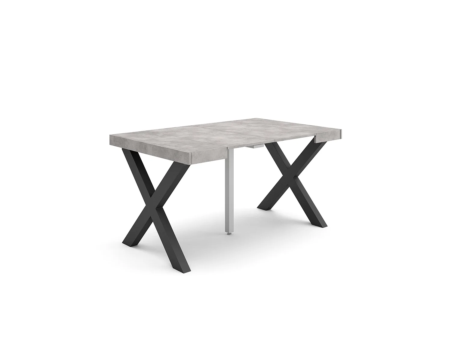 Table console extensible, 140x90x73cm, Pour 6 personnes, Pieds bois massif, Ciment
