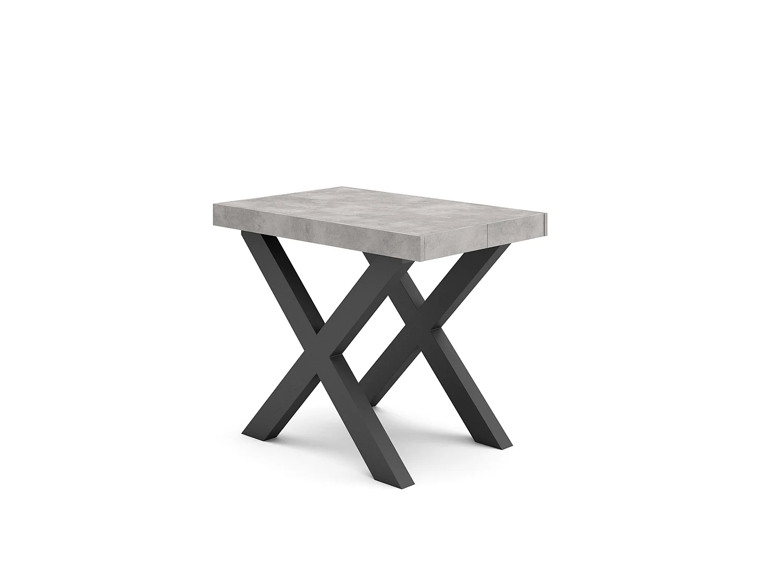 Table console extensible, 140x90x73cm, Pour 6 personnes, Pieds bois massif, Ciment