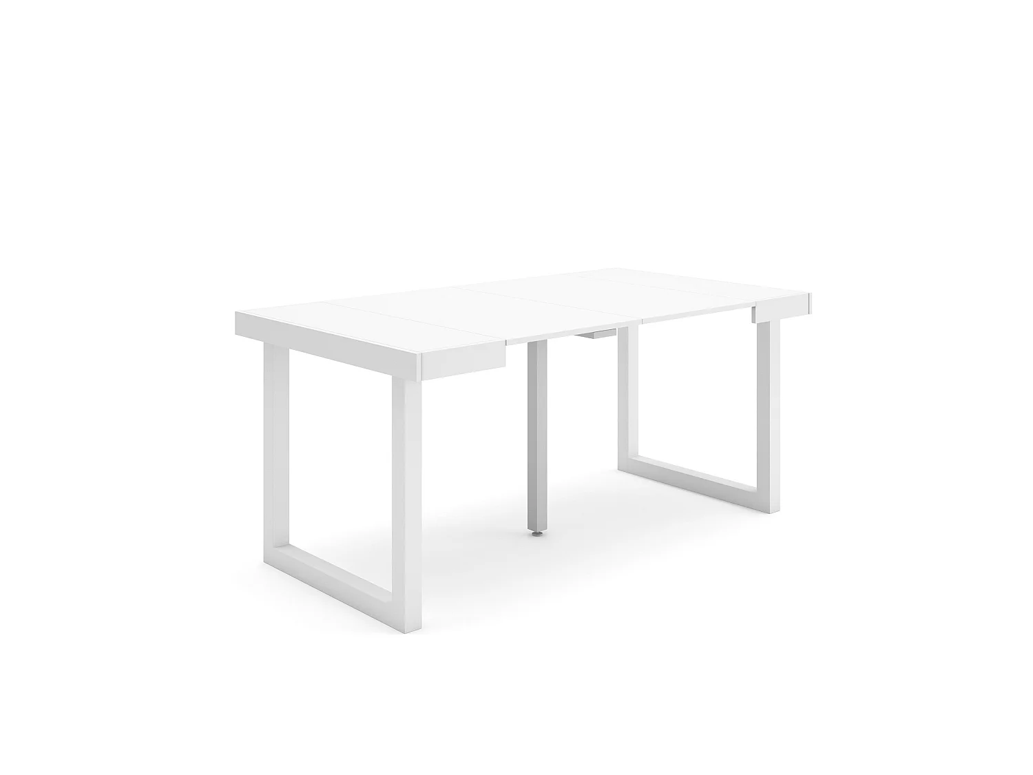 Uitschuifbare Consoletafel, 160x90x73cm, Voor 8 personen, Massief houten poten, Wit
