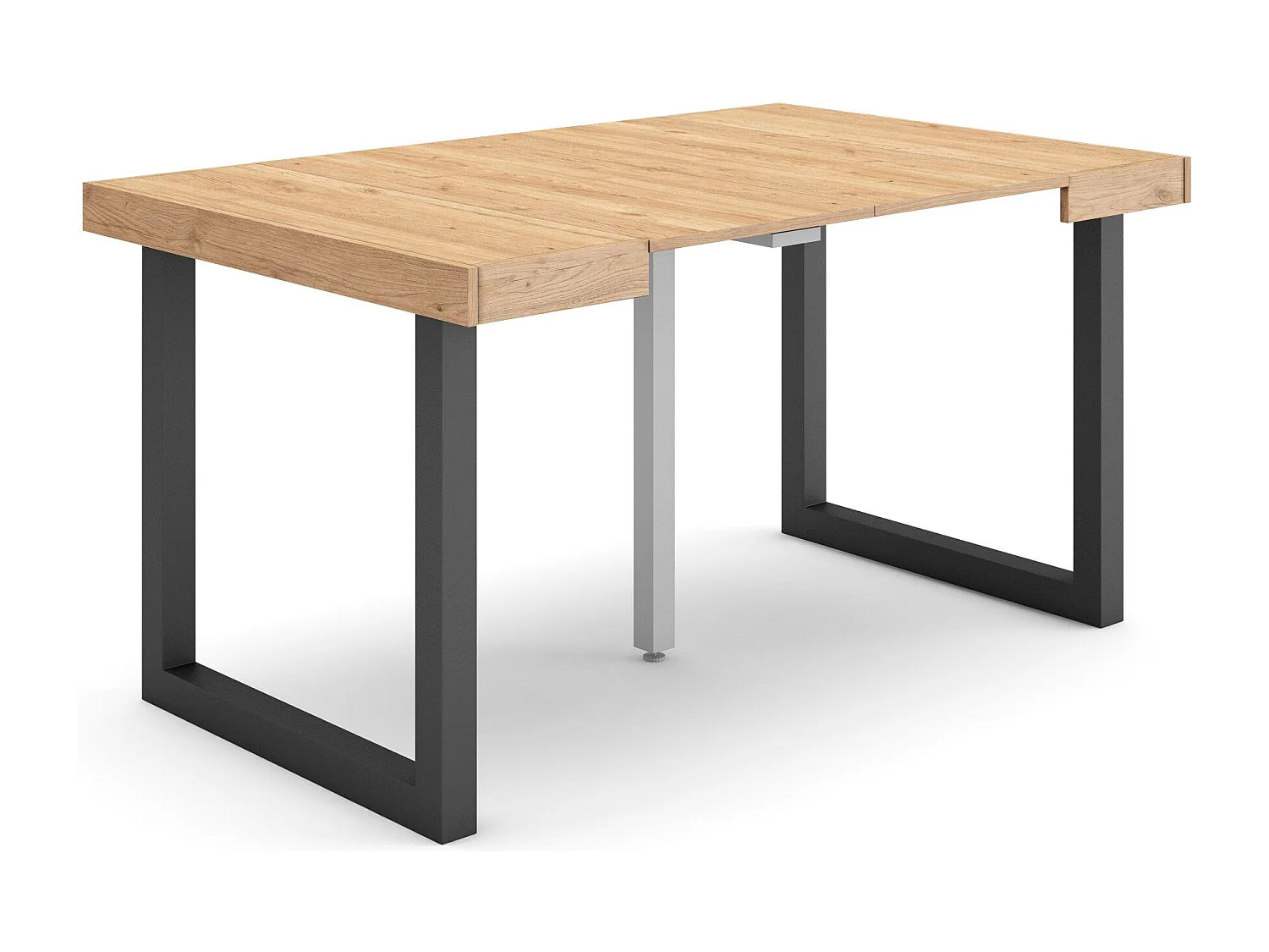 Table console extensible, 140x90x73cm, Pour 6 personnes, Pieds bois massif, Chêne