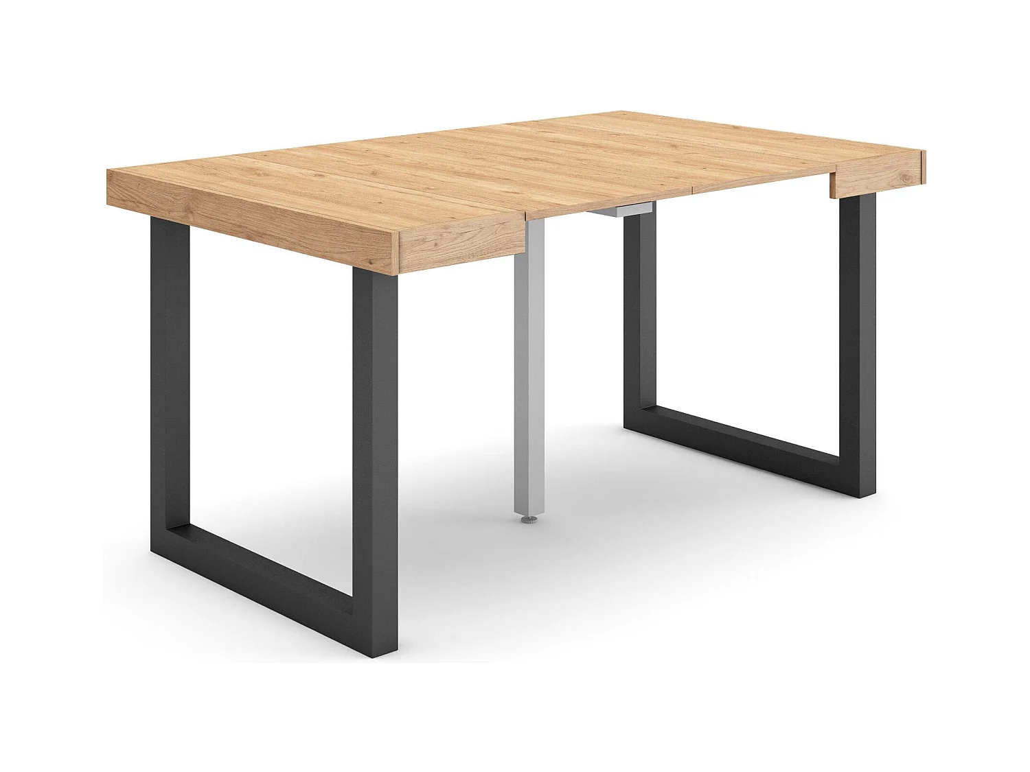 Table console extensible, 140x90x73cm, Pour 6 personnes, Pieds bois massif, Chêne