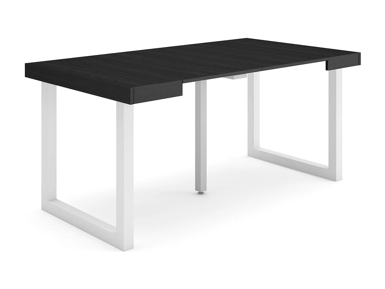 Ausziehbarertisch, 160x90x73cm, Für 8 Gäste, Massivholz Beine, Schwarz