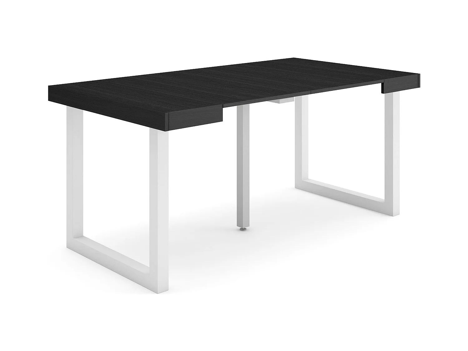Table console extensible, 160x90x73cm, Pour 6 personnes, Pieds bois massif, Noir