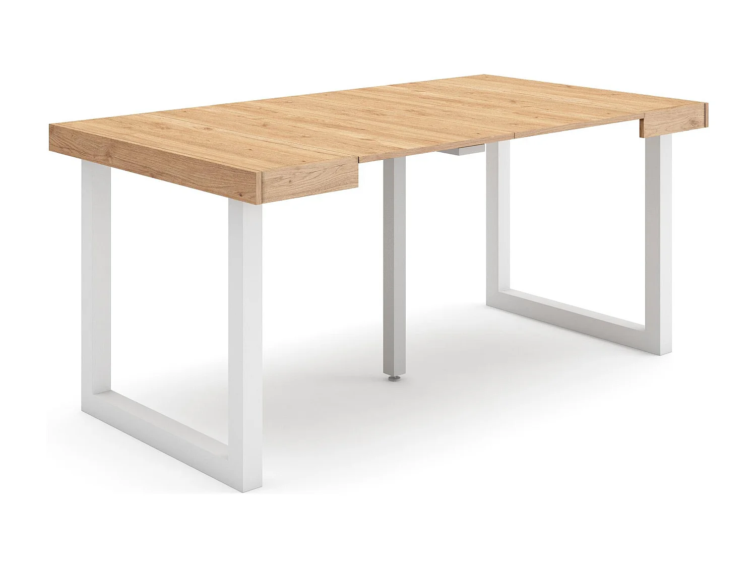 Table console extensible, 160x90x73cm, Pour 8 personnes, Pieds bois massif, Chêne