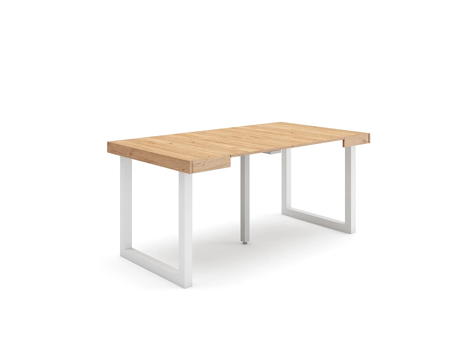 Uitschuifbare Consoletafel, 160x90x73cm, Voor 8 personen, Massief houten poten, Eiken