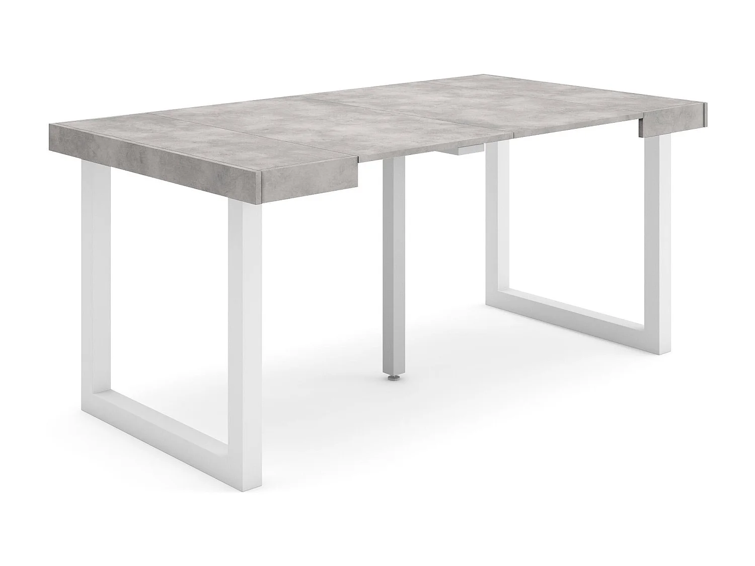 Table console extensible, 160x90x73cm, Pour 8 personnes, Pieds bois massif, Ciment
