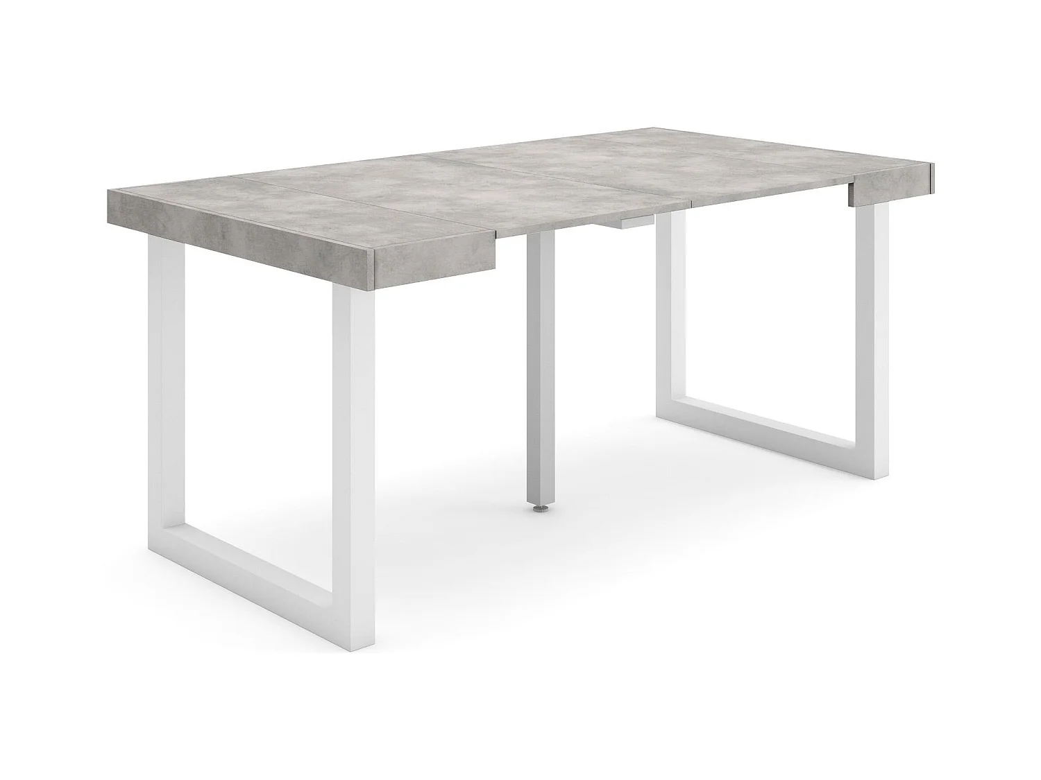 Table console extensible, 160x90x73cm, Pour 8 personnes, Pieds bois massif, Ciment