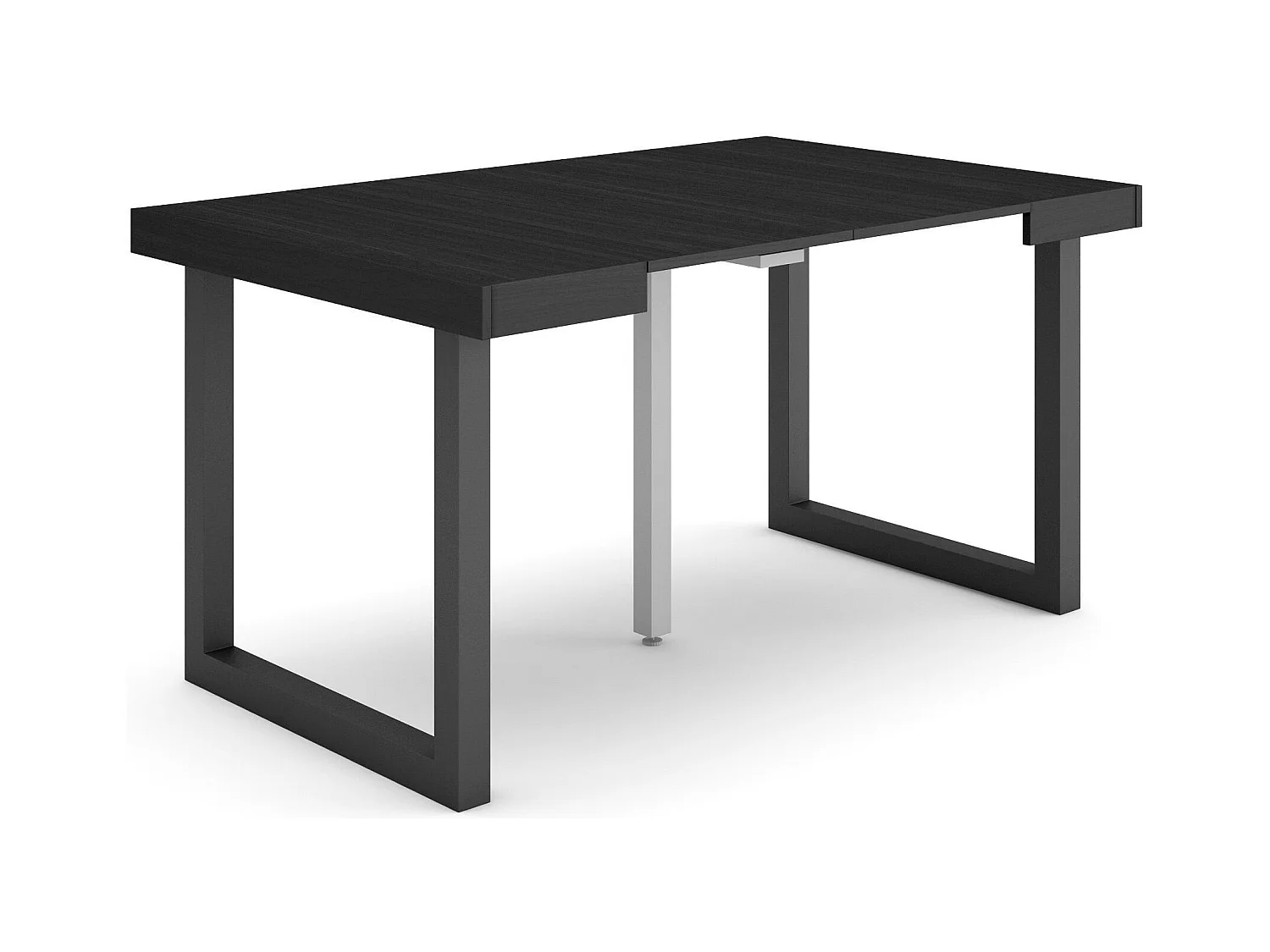 Table console extensible, 140x90x73cm, Pour 6 personnes, Pieds bois massif, Noir