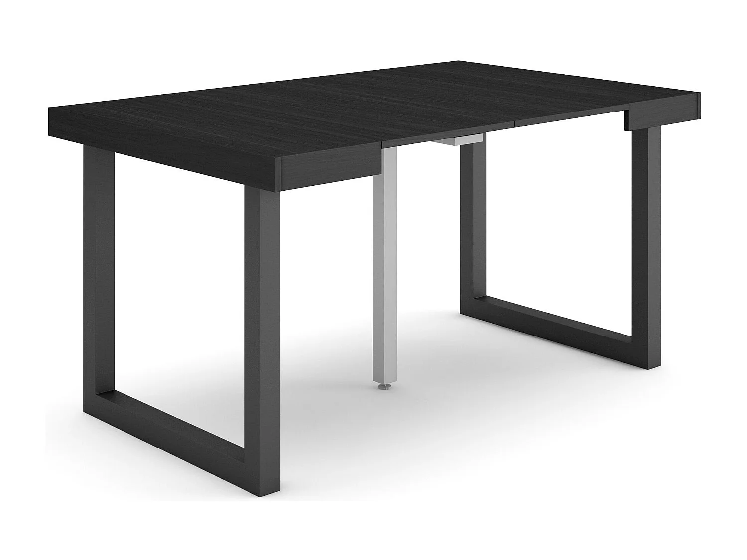 Uitschuifbare Consoletafel, 140x90x73cm, Voor 6 personen, Massief houten poten, Zwart