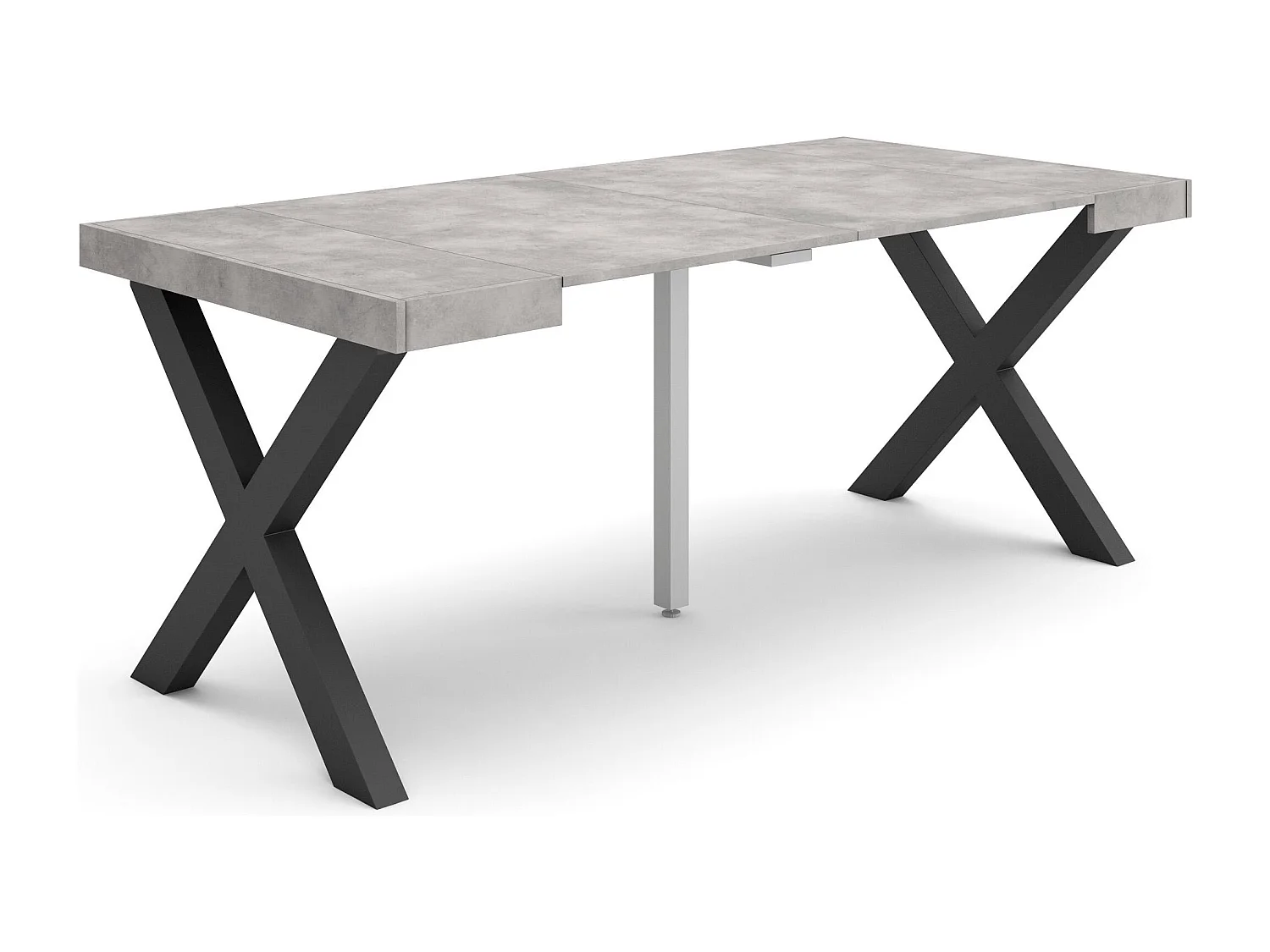 Ausziehbarertisch, 180x90x73cm, Für 8 Gäste, Massivholz Beine, Zement