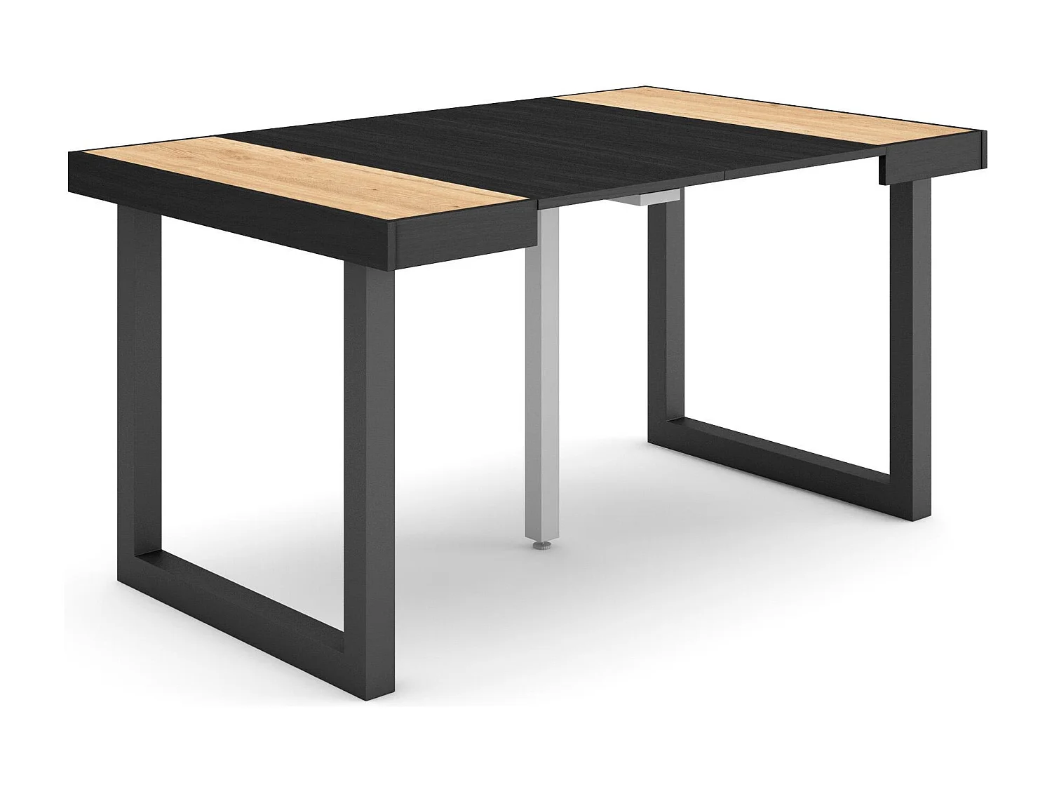 Ausziehbarertisch, 140x90x73cm, Für 6 Gäste, Massivholz Beine, Eiche Schwarz