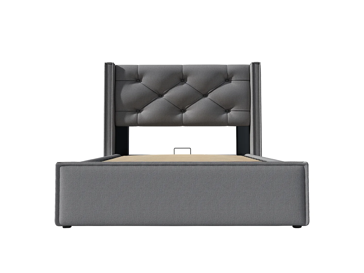 Lit coffre - avec structure métal - Gris Lit 90x200 cm en tissu capitonné - Sweiko
