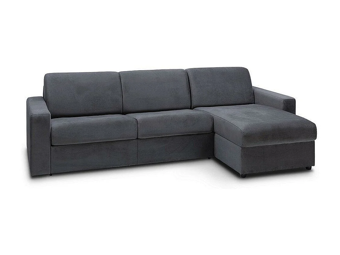 Canapé d'angle réversible  express MIDNIGHT EDITION VELOURS gris anthracite matelas 16 cm