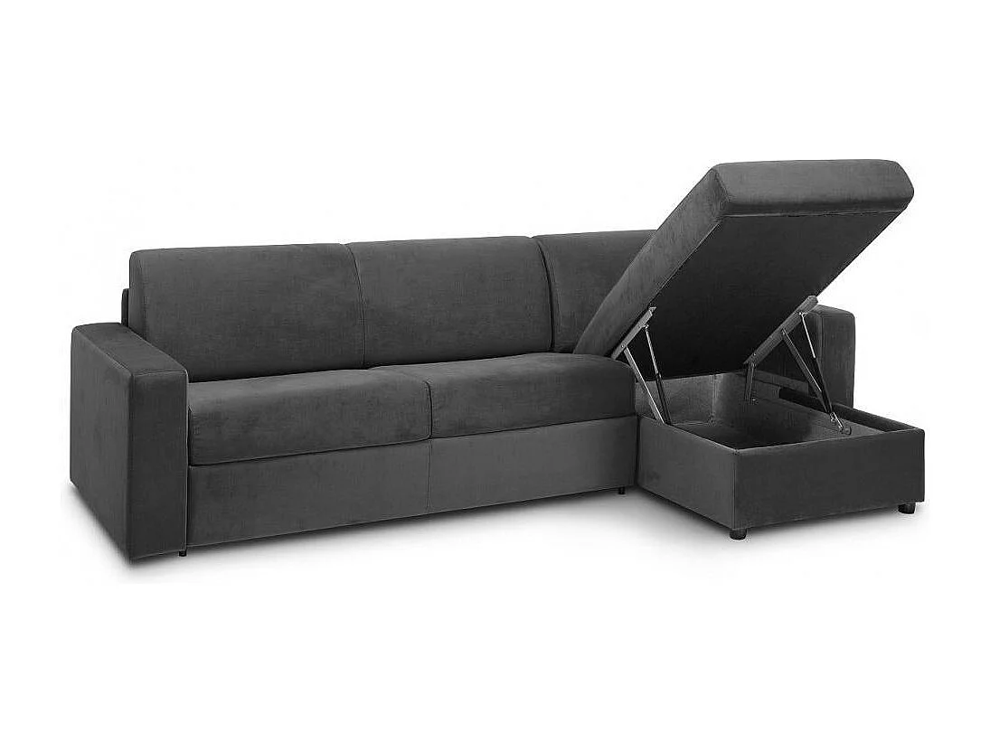 Canapé d'angle réversible  express MIDNIGHT EDITION VELOURS gris anthracite matelas 16 cm