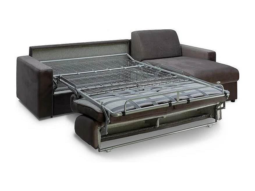 Canapé d'angle réversible  express MIDNIGHT EDITION VELOURS gris anthracite matelas 16 cm