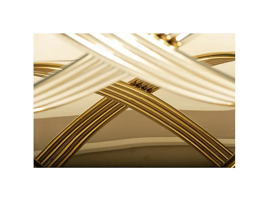 Tavolo da pranzo Domitille 160x90 in ceramica effetto marmo con gambe in metallo dorato