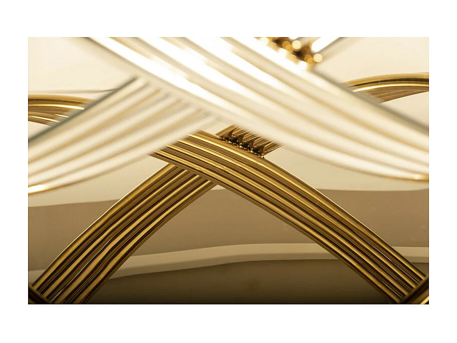 Table de salle à manger 160x90 céramique aspect marbre et pieds métal doré Domitille