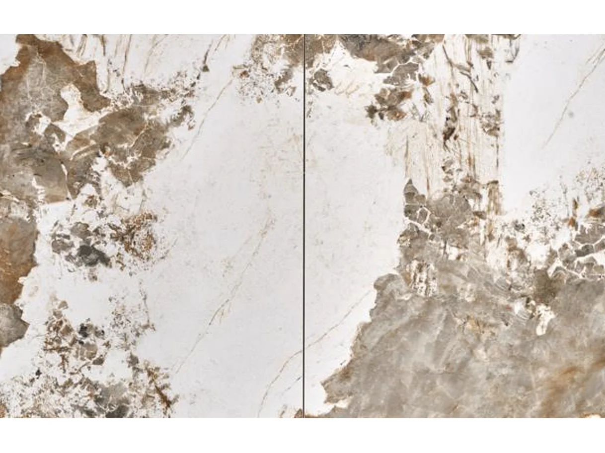 Table à manger extensible métal & marbre cappuccino 160cm Calexo