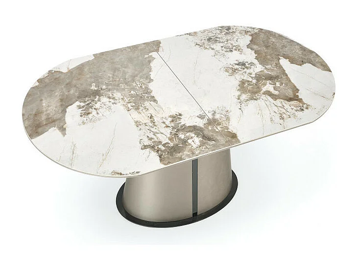 Table à manger extensible métal & marbre cappuccino 160cm Calexo