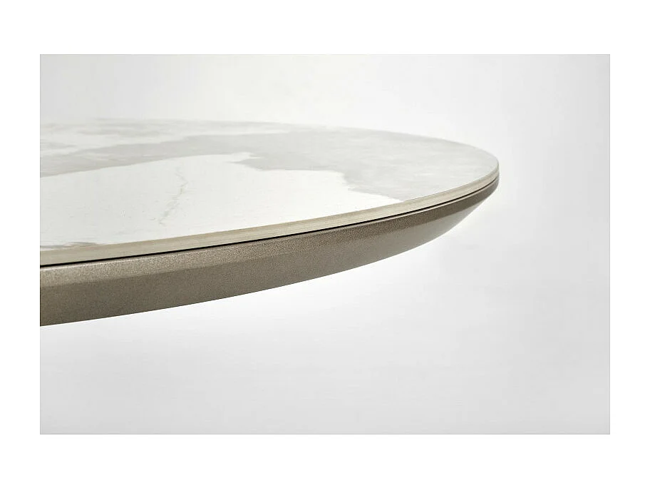 Table à manger extensible métal & marbre cappuccino 160cm Calexo