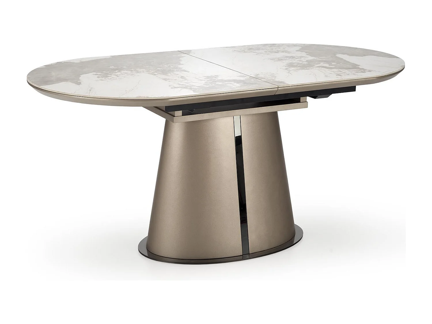 Table à manger extensible métal & marbre cappuccino 160cm Calexo