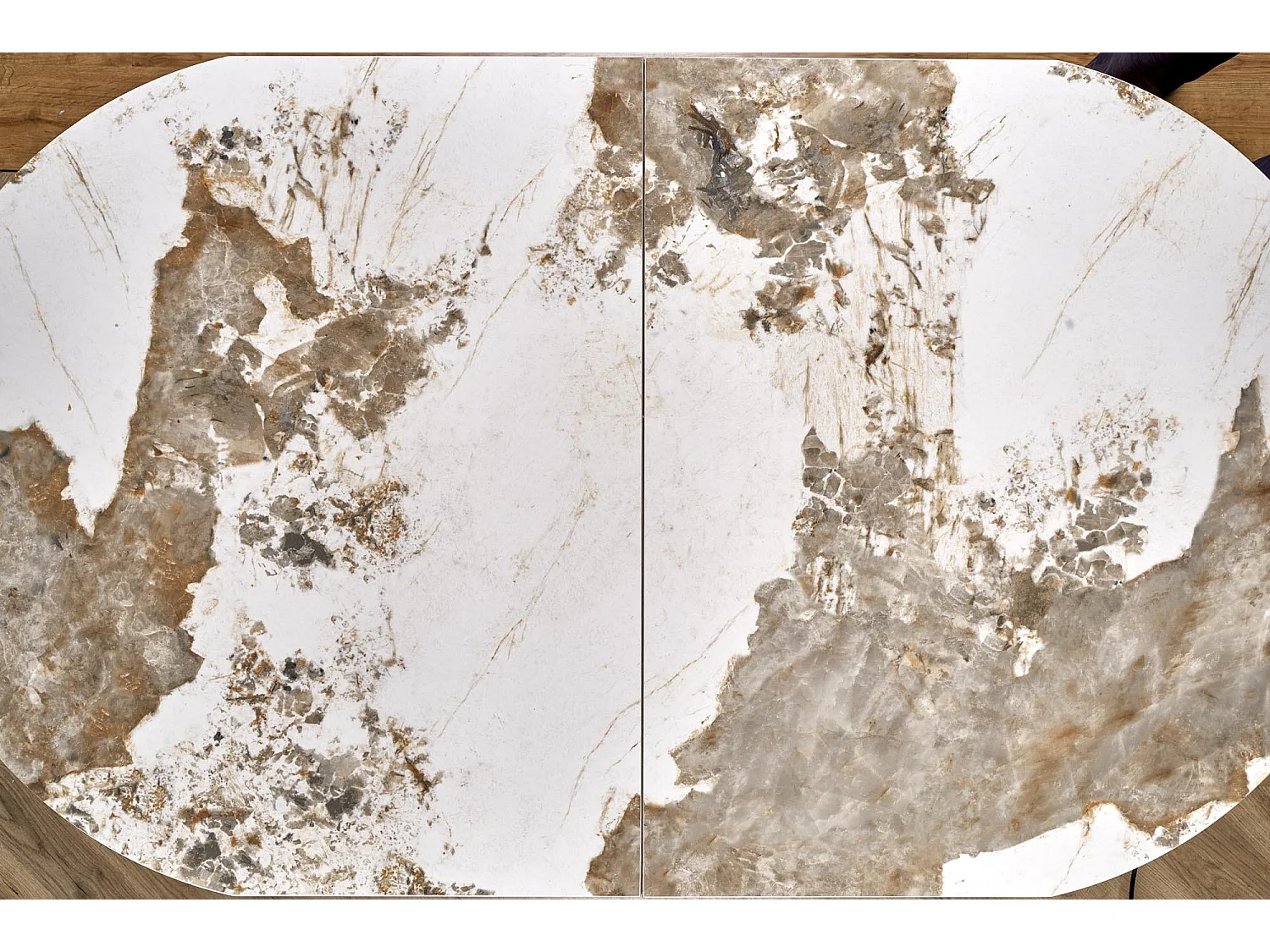 Table à manger extensible métal & marbre cappuccino 160cm Calexo