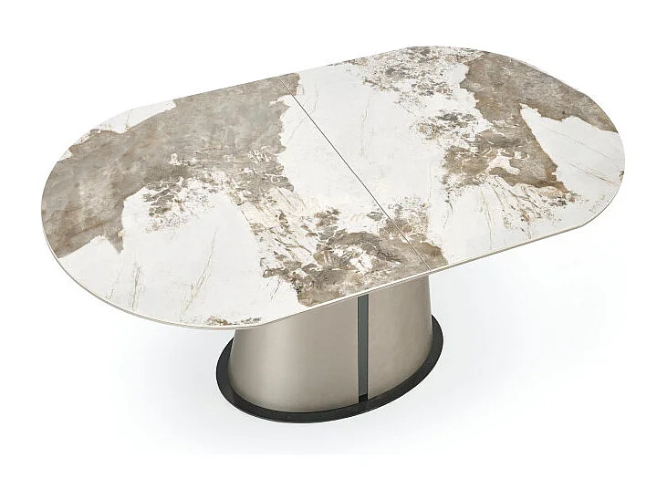 Table à manger extensible métal & marbre cappuccino 160cm Calexo