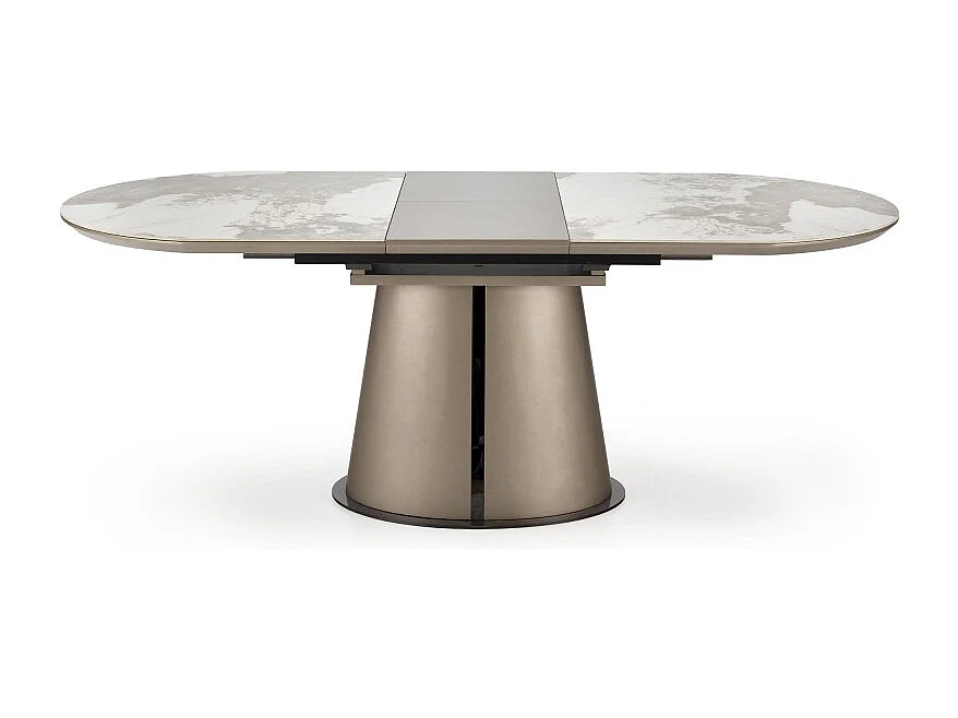 Table à manger extensible métal & marbre cappuccino 160cm Calexo