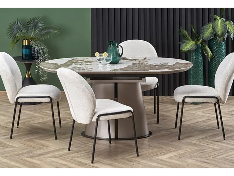 Cappuccino tavolo da pranzo allungabile in metallo e marmo 160cm Calexo