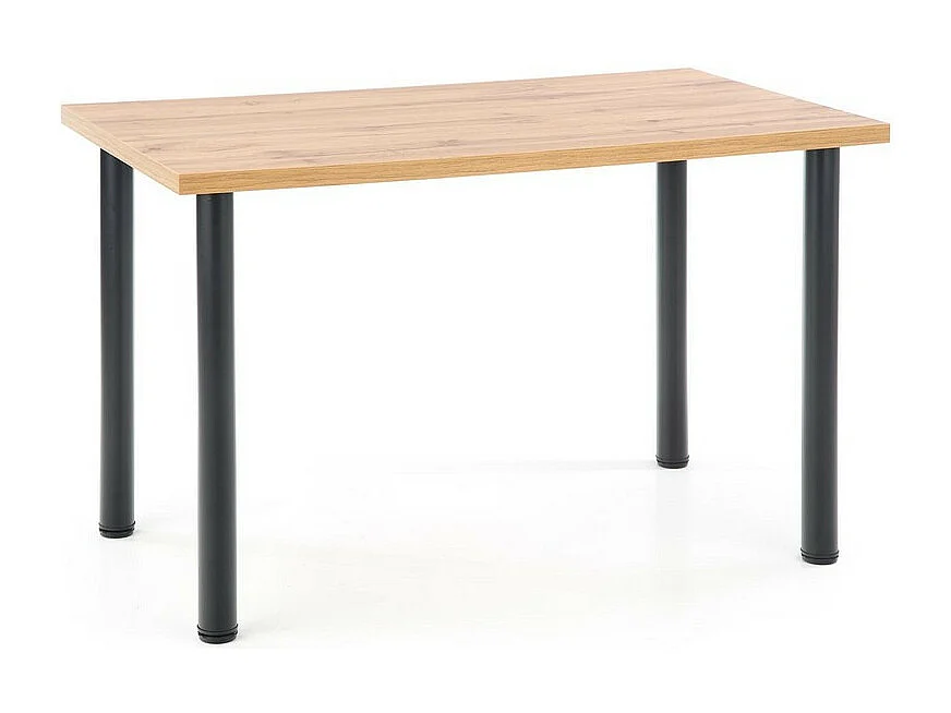 Mesa de 120x68 cm con tablero de aspecto roble wotan y patas redondas de metal negro RIGEL