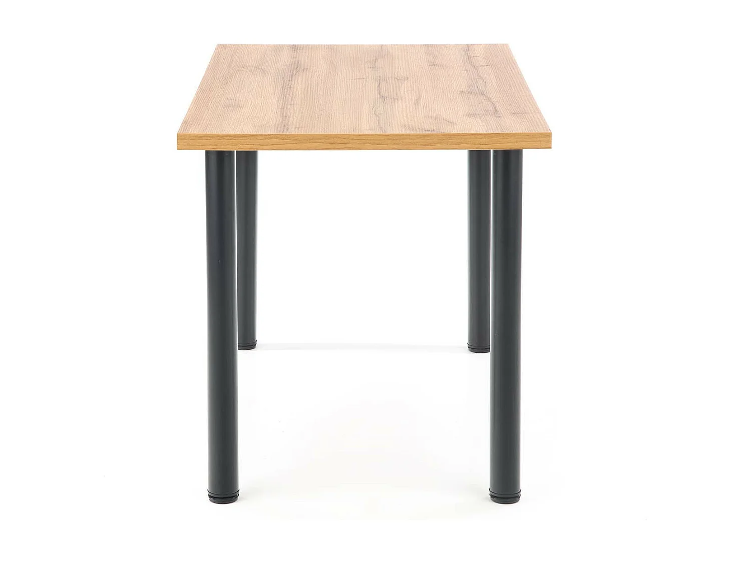 Mesa de 120x68 cm con tablero de aspecto roble wotan y patas redondas de metal negro RIGEL