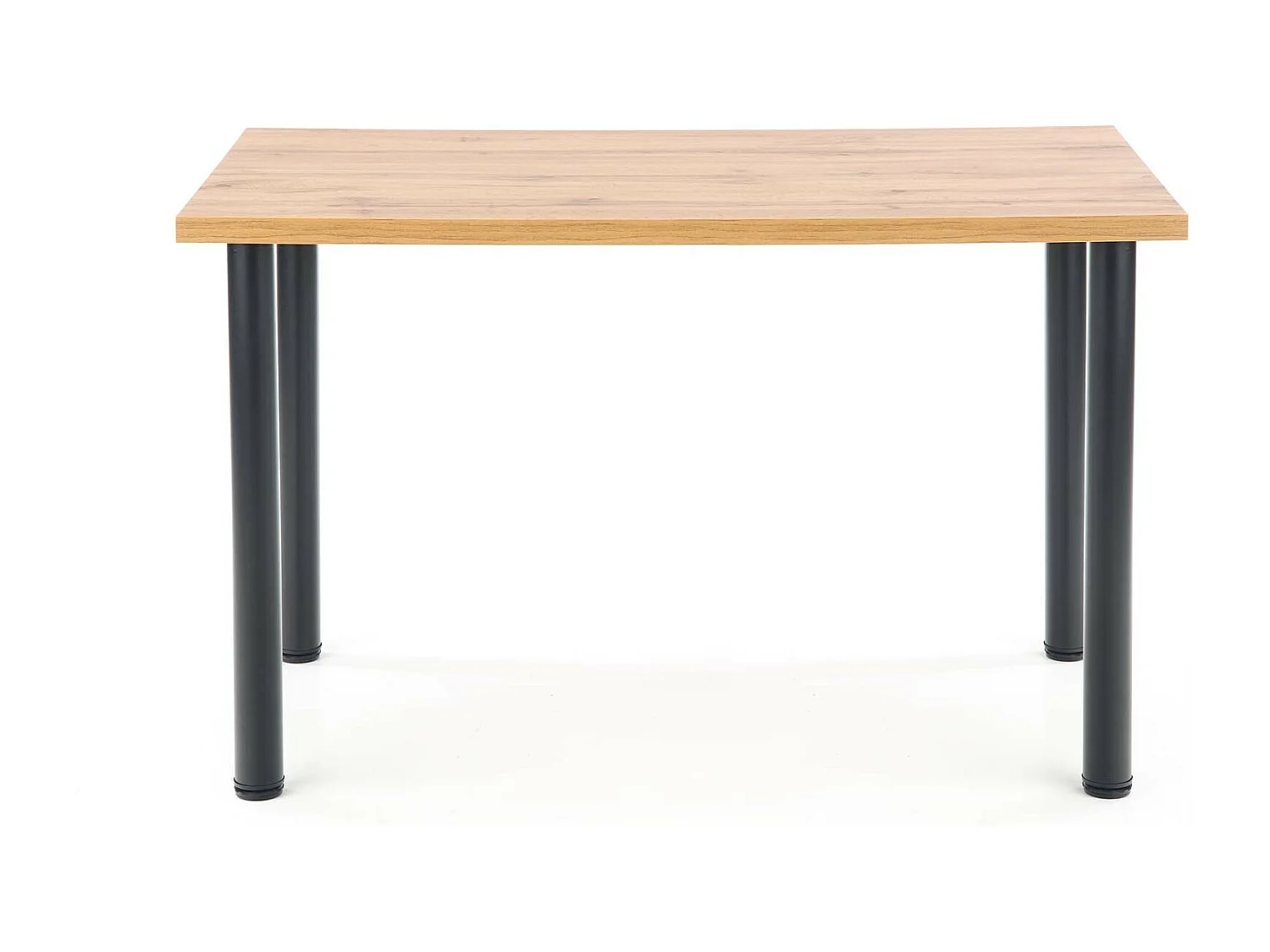 Tavolo 120x68 cm con piano in rovere wotan e gambe tonde in metallo nero RIGEL