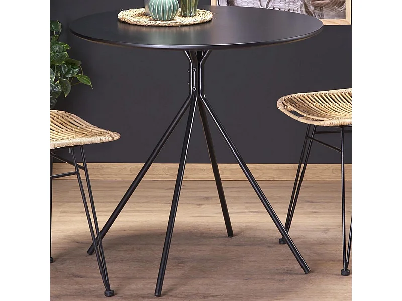 KEEL tavolo rotondo nero, 80 cm, tre gambe