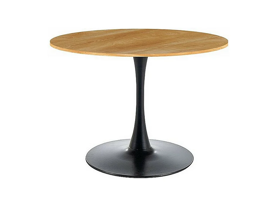 Table ronde noire et bois 90cm Stab