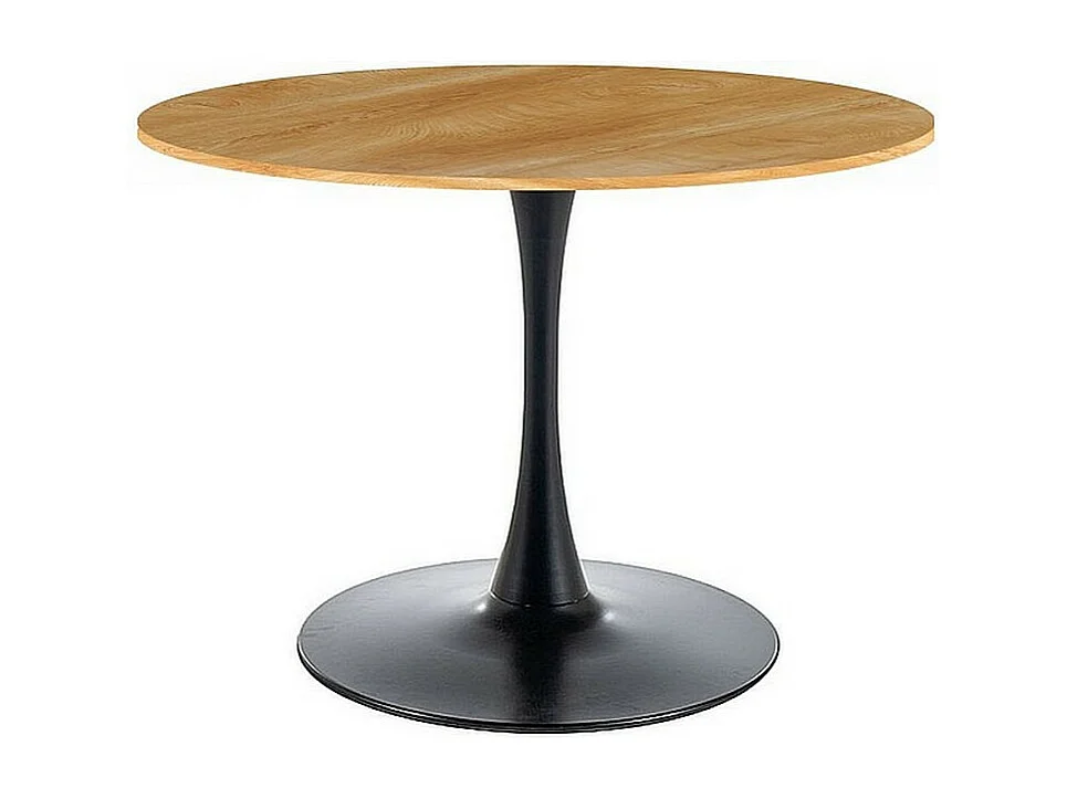 Table ronde noire et bois 90cm Stab